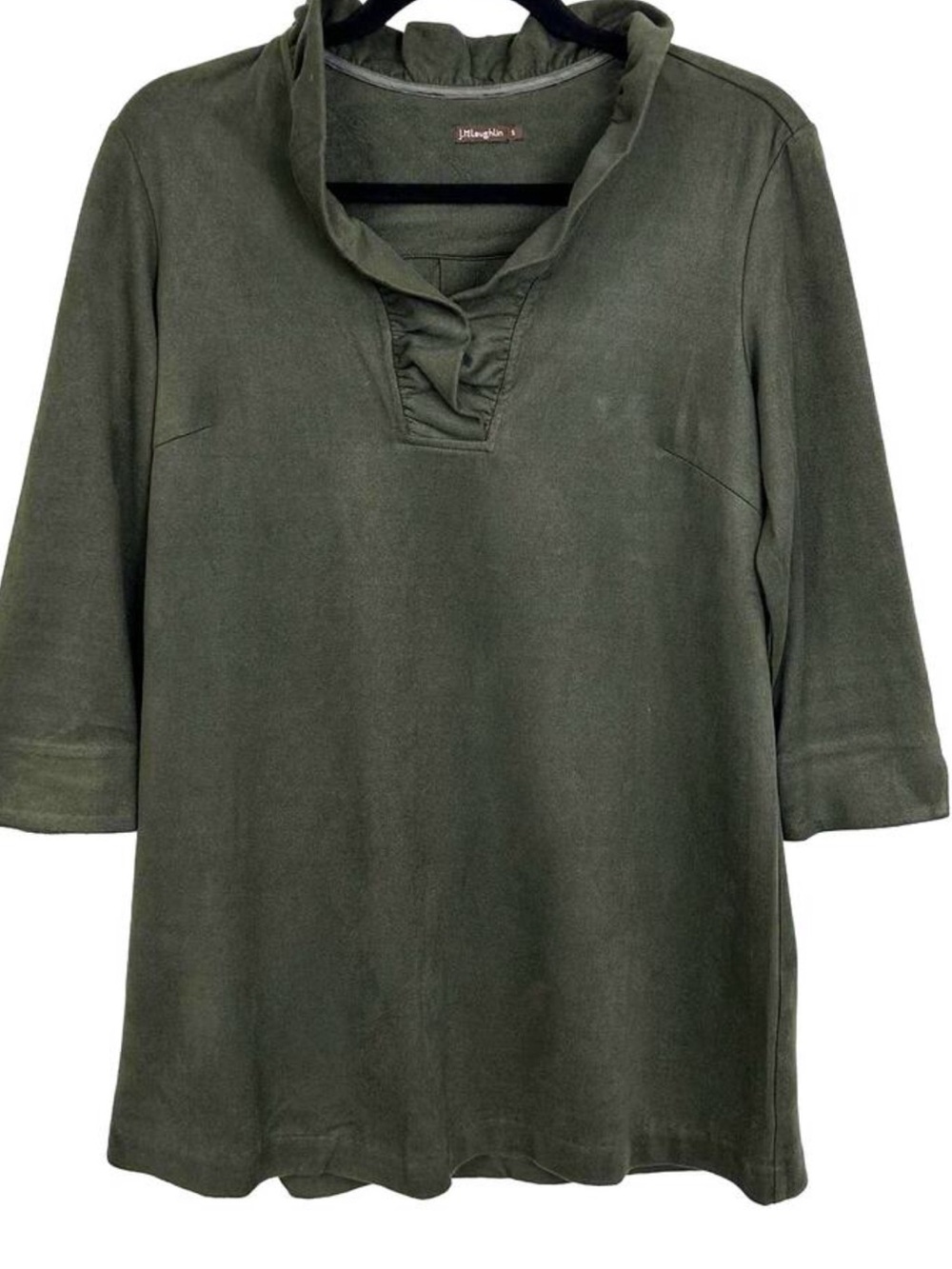 J. McLaughlin Faux Suede Ruffle Neck Top